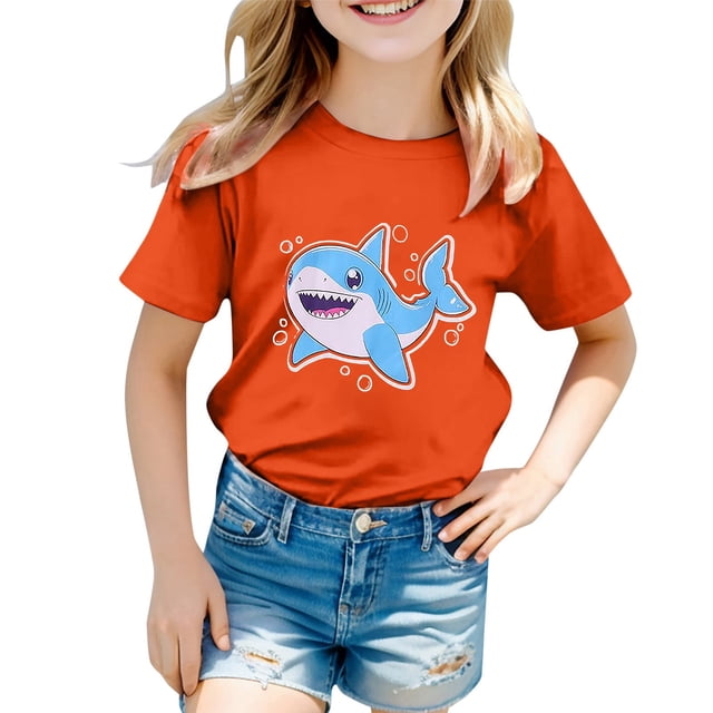 TZEWGL Tees For Child Cute Graphic Short Sleeve Ocean Print Clothes For Toddlers size 8-9T