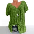 thumbnail image 1 of zanvin Blouse à Manches Courtes pour Femmes, Hauts à Enfiler à Col en V Imprimé à Manches Courtes pour Femmes Grande Taille, Blouses à Manches Courtes, Vert Armée, G, 1 of 6