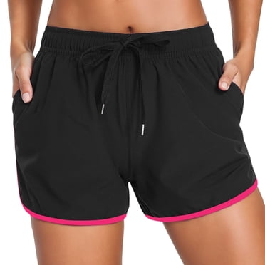 2025 Women's Swim Shorts with Swim Short Bottoms for Women Pockets High Waisted Board Swimsuit Shorts Women Swimsuit Bathing Shorts Bathing Suit Bottom Shorts Swimsuit Bottom Wide
