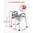 thumbnail image 3 of VEVOR Bedside Commode Chair 4-in-1 Raised Toilet Seat Adjustable Height 500 lbs, 3 of 9