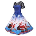 thumbnail image 2 of Jsaierl Robes de Noël pour Femmes 2024 Élégantes Décontractées à Manches Courtes Robe en Dentelle Robe de Fête des Fêtes Cocktail Robe à Volants, 2 of 9