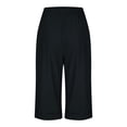 thumbnail image 4 of Summer Clearance 2025! Womens Plus Size Pants,Women Solid Color High Waisted Elastic Drawstring With Pocket Cotton And Linen Five Quarter Pants, 4 of 5