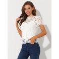 thumbnail image 3 of INSPIRE CHIC Haut en Dentelle Florale Semi-Transparente à Bord Festonné pour Femme, 3 of 7