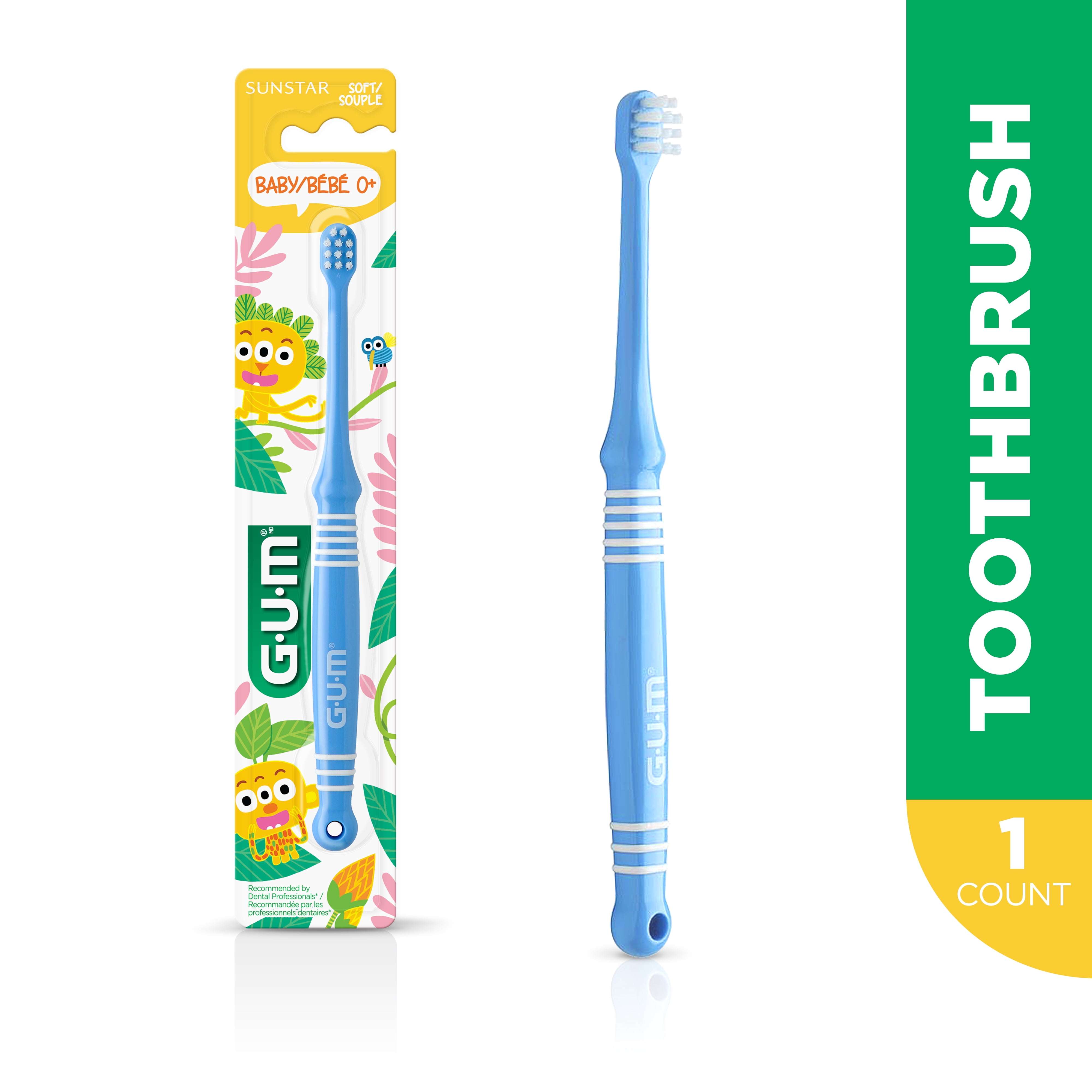 Brosse à Dents Bébé GUM®, Tête Tres-Petite, Souple, 0-2 Ans, 1 Unité