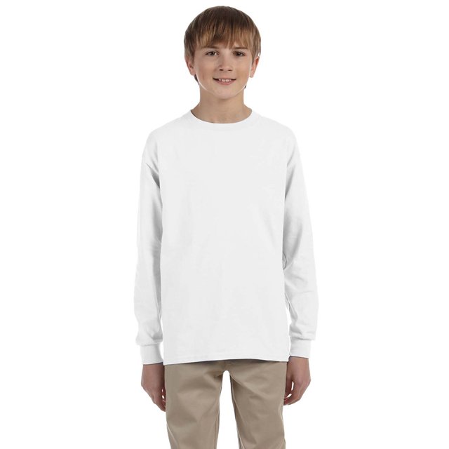Jerzees T-Shirt à Manches Longues pour Jeunes - 29BL - Petit - Blanc