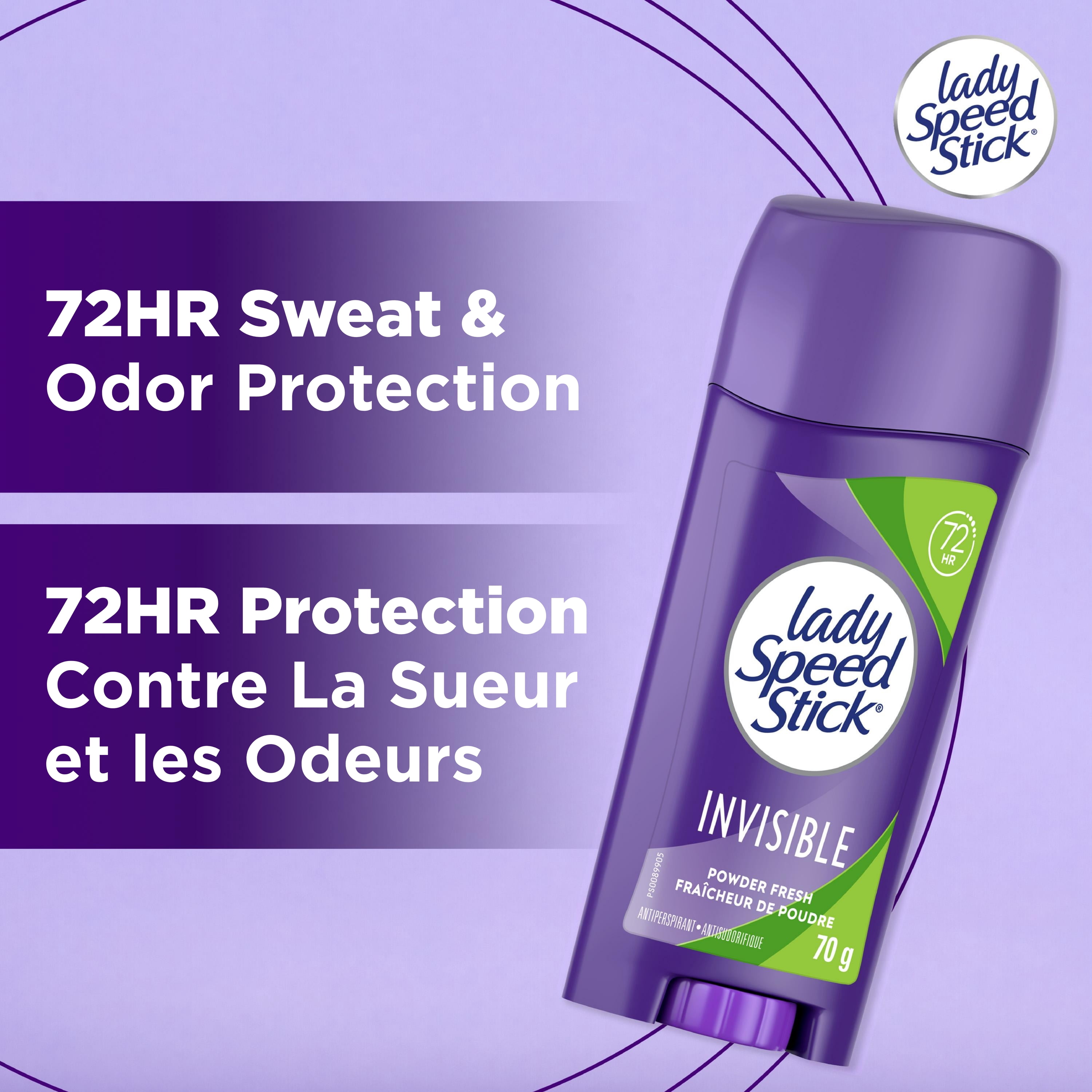 Déodorant antisudorifique Lady Speed Stick, parfum Fraîcheur de poudre, 70 g (lot de 2)