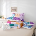 thumbnail image 4 of Erosebridal Colorful Checkered Full Comforter Set With Sheets 7 Pcs Rainbow Checkerboard Grid Bedding Set Blue Pink Purple Plaid Bed In A Bag For Kids Boys Girls,Geometric Groovy Aesthetic Bed Set, 4 of 5