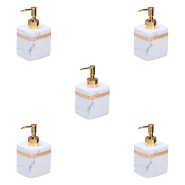Ruiboury Resin Soap Dispenser Reusable for Tabletop Kitchen Shower Shampoo Bathroom White 400ml 5Set