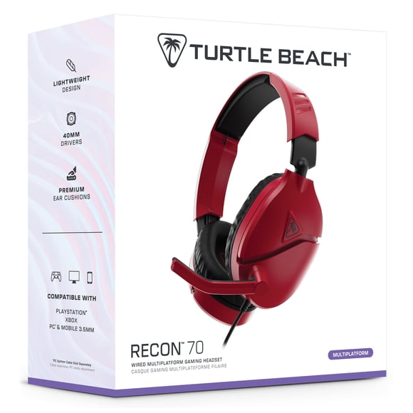 Turtle Beach® Recon 70 Gaming Headset for PS4™ Pro, PS4™, and PS5™ Midnight Red
