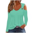 thumbnail image 1 of Yuyuzo Womens Tunic Tops Cold Shoulder Long Sleeve Shirts Loose Solid Color Lightweight Tee Tops, 1 of 5