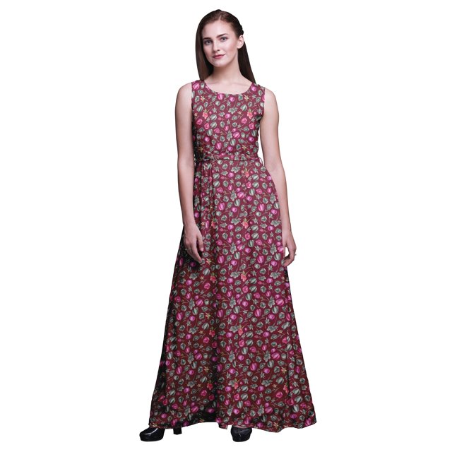 Bimba Robe Longue Maxi à Imprimé Floral pour Femmes, Tenue de Villégiature, Robe de Soirée - Moyen