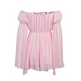 thumbnail image 2 of FOCUSNORM Women?s Solid Color Mesh Yarn Long Sleeve Boat Neck Short Dress, 2 of 9