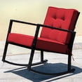 thumbnail image 4 of Costway 2PCS Patio Rattan Rocker Chair Outdoor Glider Wicker Rocking Chair Cushion Red, 4 of 9