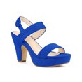 thumbnail image 1 of BLISSFUL STEP Women Platform Slingback Block Heeled Sandals Roal Blue 9, 1 of 6
