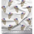 thumbnail image 1 of Soimoi Rayon Fabric Leaves & Floral Block Printed Fabric 1 Yard 42 Inch Wide, 1 of 3
