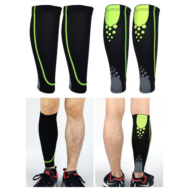 Basketball Football Calf Brace Portable Leg Support Sleeve Running Jogging Fitness Compression Sock Protector Accessory Black Green L