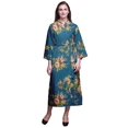 thumbnail image 1 of Bimba Robe en Coton Bleu à Feuilles Florales et Rose Kiko pour Femmes, Légère, Imprimée, Croisée, Chemise de Demoiselle d'Honneur pour la Préparation X, 1 of 5