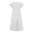 thumbnail image 5 of Faithtur Robe Mi-Longue Ample pour Femmes, Style Décontracté d'Été, Couleur Unie, Col Rond, Manches Volantes, Jupe Froncée, 5 of 5