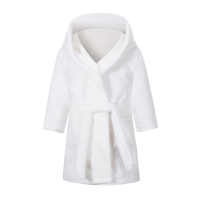 Splozh Kids Bathrobe Boys Girls Fashion Bathrobe Soft Robe Hooded Robe Cloth Cotton Bathrobe White,2-3 Years