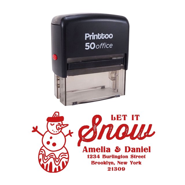 Printtoo Personalized Red Self Inking Let It Snow Custom Christmas Rubber Stamper-68 x 30 mm