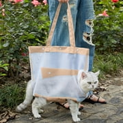 Cat Carrier, Staron Transparent Nylon Mesh Pet Carrier, Portable Foldable Handheld Cats Bag 26.3x12.6x7 Inch Breathable Safe Travel, Beige