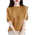 thumbnail image 1 of KIHOUT Nouveaux Hauts de Mode d'Été pour Femmes 2024, Veste de Déplacement pour Dames à Col Rond, Manches Courtes, Couleur Unie, Sans Capuche, Kaki G, 1 of 3