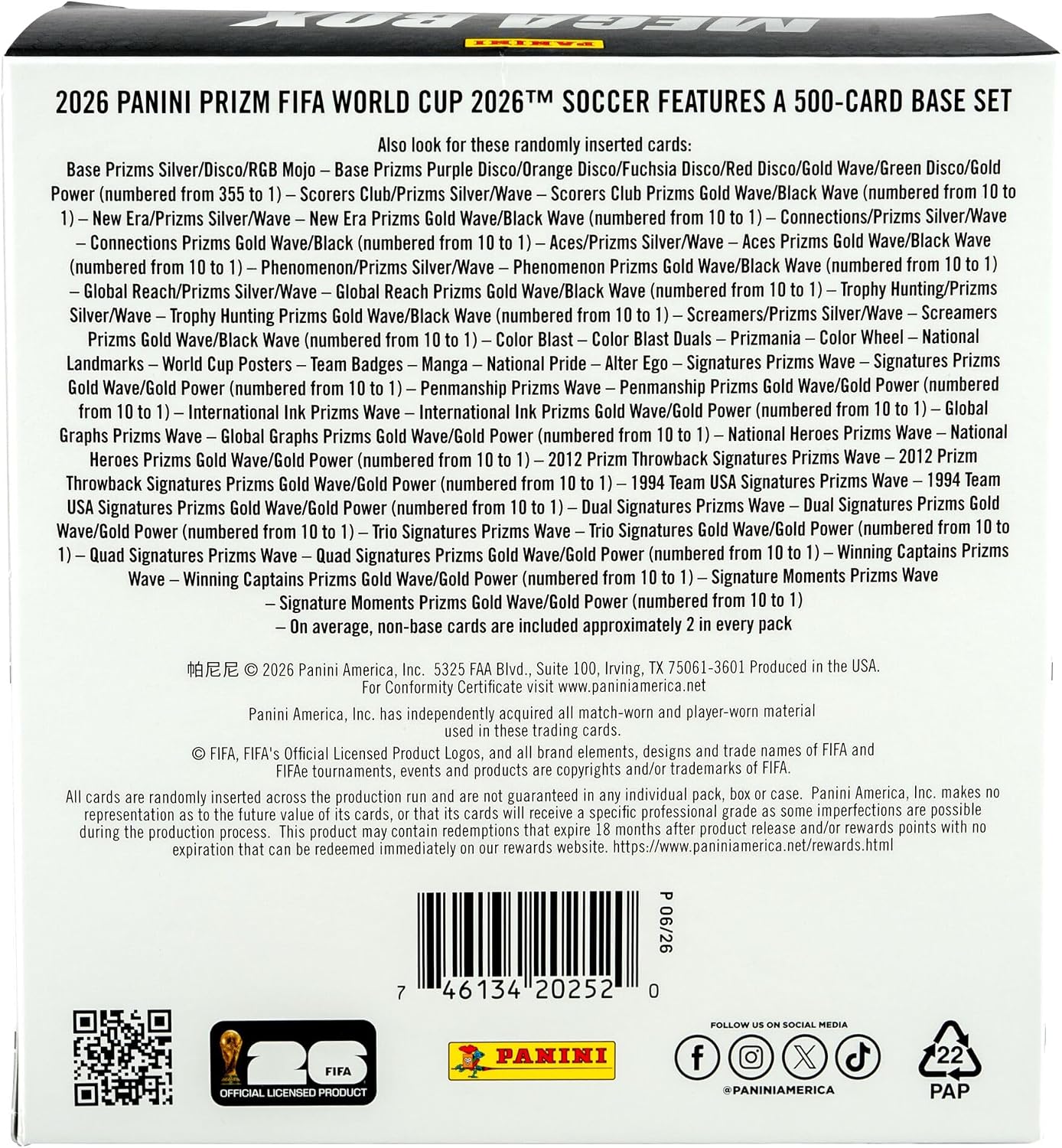 26 PANINI PRIZM WORLD CUP MEGA BOX - Walmart.ca