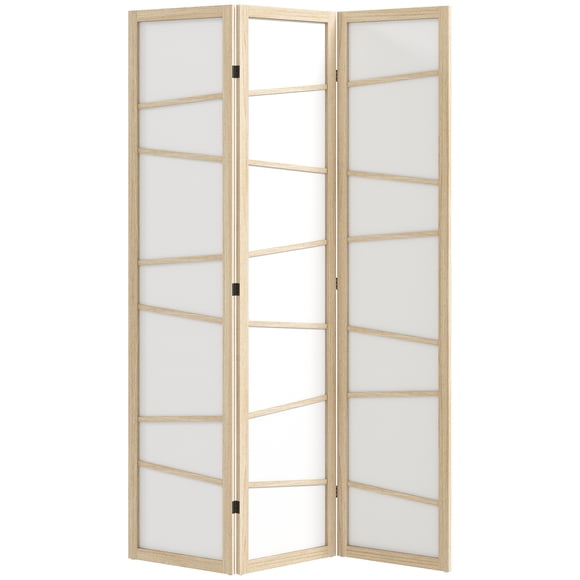 HOMCOM Folding Room Divider, 3 Panel Privacy Screen for Home Office, Natural Wood