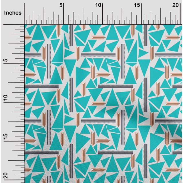 oneOone Organic Cotton Poplin Twill Fabric Triangle & Line Geometric Decor Fabric Printed BTY 42 Inch Wide