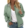 thumbnail image 1 of MIASHUI Women Bomber Jacket Lightweight Jacket Zip Up Coat Casual Bomber Jacket,Green,L, 1 of 8