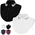 thumbnail image 1 of Red Christmas Plaid Rhinestone Detachable Collar, Women False Shirt Dickey Collar Fake Half Shirt, 1 of 8