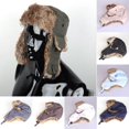 thumbnail image 2 of Fur Aviator Hat Russian Hat with Faux Fur Lining Winter Warm Earflap Ski Showerproof Trapper Hat, 2 of 3