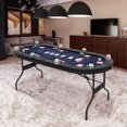 thumbnail image 2 of Gymax 8 Player Foldable Poker Table Portable Folding Texas Holdem Table w/Padded Rail Blue, 2 of 10