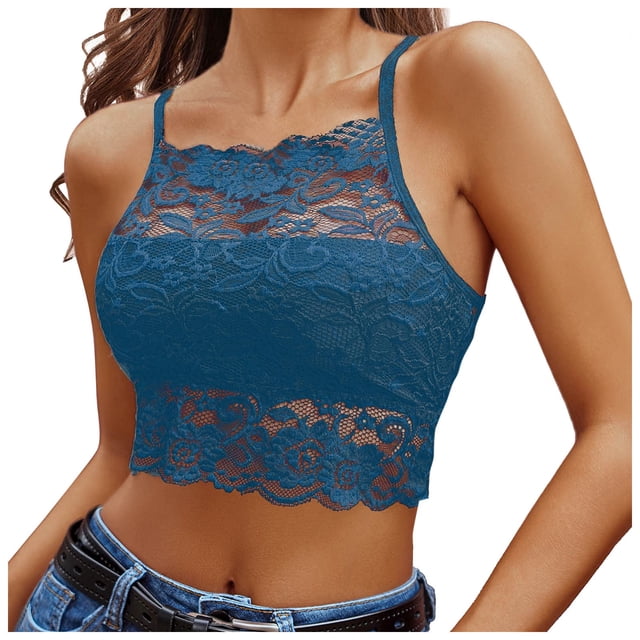 Zxxddp Womens Tank Tops Loose Fit Spaghetti Strap Solid Lace Crop Basic Style Plain Recreation Going Out Casual Tops Blouse