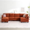 thumbnail image 3 of 124" Modular Sectional Sofa, U-Shaped 6 Seater Sectional Sofa with Storage Ottoman & USB Ports,Orange, 3 of 9