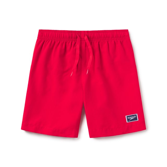 Speedo Maillot de Bain Garçon Protection UV Short Mi-Long Uni - Rouge Haute Risque, Taille : S