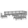 thumbnail image 2 of vidaXL 10 Piece Garden Lounge Set Solid Wood Pine Grey, 2 of 8