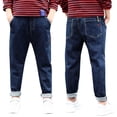 thumbnail image 1 of Jeans Coupe Droite Régulière pour Garçons - Pantalon en Denim Décontracté, Extensible, Taille Élastique, 4-14 Ans, 1 of 6