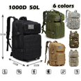 thumbnail image 3 of Sac à Dos Imperméable en Nylon 30 L/50 L, Sac Militaire d'Extérieur pour Randonnée, Pêche, Chasse, Camping et Randonnée, Noir (50 L), 3 of 5