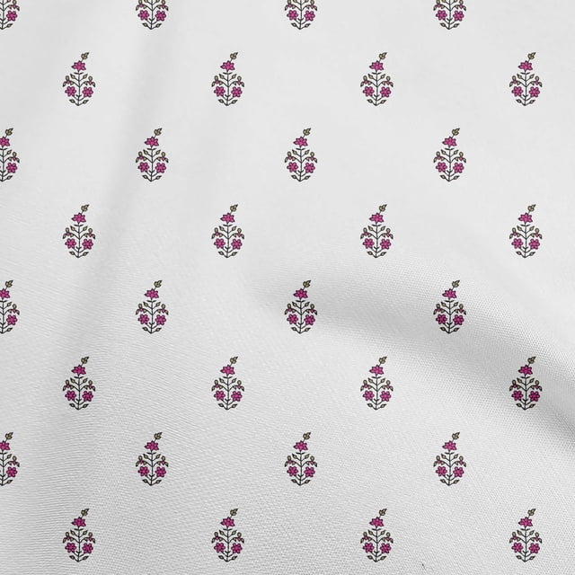 oneOone Georgette Viscose Pink Fabric Asian Floral Block Craft Projects Decor Fabric Printed By The Yard 42 Inch Wide