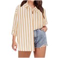 thumbnail image 2 of TIMIFIS Chemises à Manches Longues pour Femmes Grande Taille Chemise Rayée à Boutons Automne Col Rabattu Décontracté avec Manches Ajustables, 2 of 8