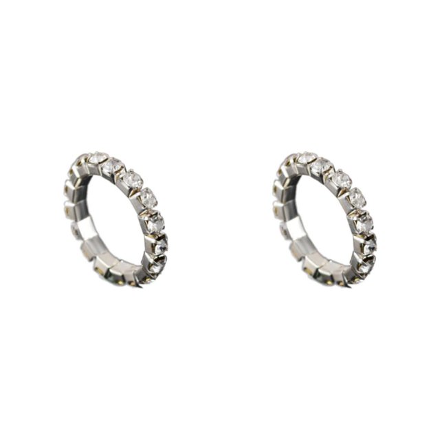 Maytalsory Bague en Cristal Extensible de Luxe Unique pour Déclaration d'Amour Bague Incrustée à la Mode Argent 1 Rangée 2Ensemble