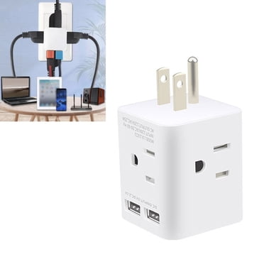 Rallonge de Prise avec Chargeur USB et Prise, Rallonge de Prise Multiprise Adaptateur Mural à Multiples Fiches Répartiteur de Prise Murale Électrique USB Testé Professionnellement