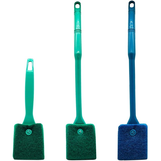 Brosse de Nettoyage d'Éponge d'Aquarium Brosse Double Face Aquarium Nettoyage Éponge Brosse Racleur d'Algues Aquarium Nettoyage Brosse Aquarium Outils de Nettoyage 3 Pièces