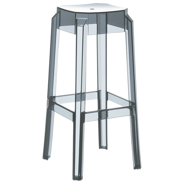 Compamia Fox Tabouret de Bar de Patio en Polycarbonate de 30 Pouces en Gris Transparent