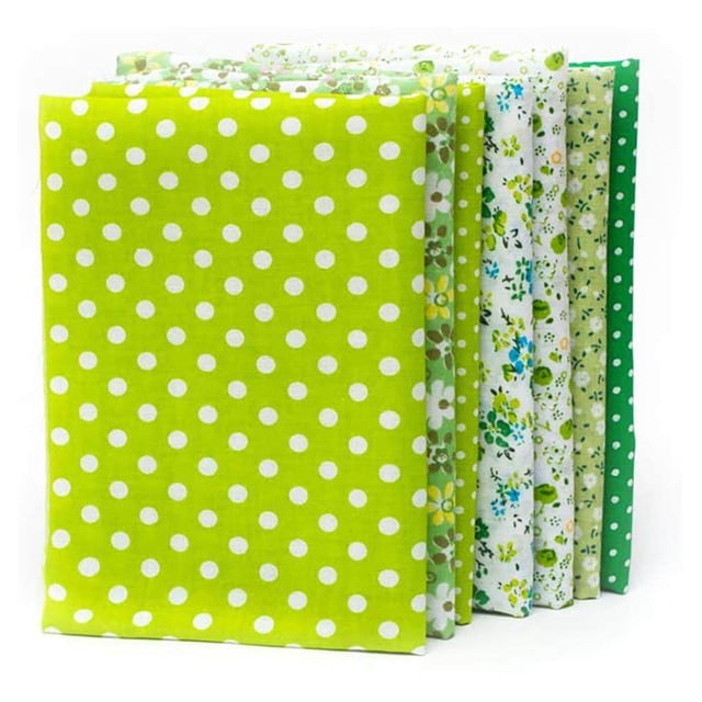 7 Pieces Cotton Fabric Flower Supplies Kits Print Colorful Quarters Bundle SewingQuilting Crafting Mixed Style Patchwork Set Green