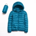 thumbnail image 5 of Packable down Jacket, Lightweight Hooded Puffer, White Duck down Coat Blue L , Coat, 5 of 5
