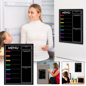 CaiYueKe Planificateur de réfrigérateur magnétique, Calendrier mensuel de menu hebdomadaire, Tableau blanc magnétique à sec, Tableau de mémo de l'organisateur de cuisine, Bloc-notes de message, Résistant à la tache PET Planche, Mignon cuisine Decor