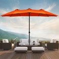 thumbnail image 3 of Costway Parasol de Marché à DEL Double Face de 15 Pi pour Patio, Manivelle, à Énergie Solaire, Orange, 3 of 10