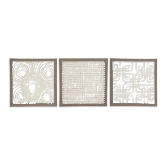 Ashley Odella 3 Piece Wall Decor Set in Cream and Taupe